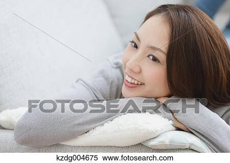 Stock Photography - Young attractive Japanese woman portrait. Fotosearch