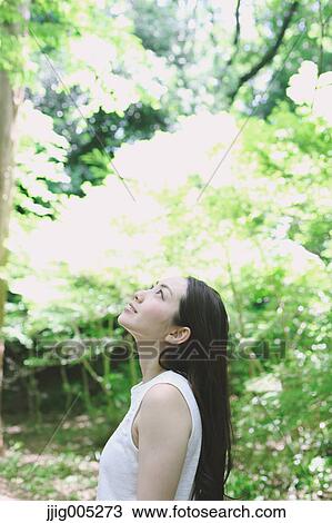 Young Japanese woman surrounded by green in a city park View Large Photo Image Stock Image - Young Japanese woman surrounded by green in a city park. Fotosearch