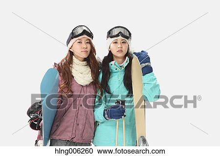 Young Japanese women wearing snowboard wear on white background View Large Photo Image Stock Image - Young Japanese women wearing snowboard wear on white background. Fotosearch