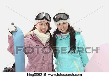 Young Japanese women wearing snowboard wear on white background View Large Photo Image Stock Photography - Young Japanese women wearing snowboard wear on white background. Fotosearch