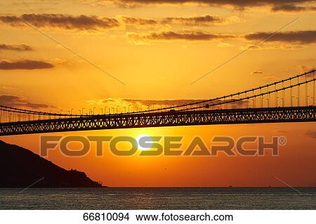 Picture - Akashi Kaikyo Bridge, Kobe, Japan. Fotosearch