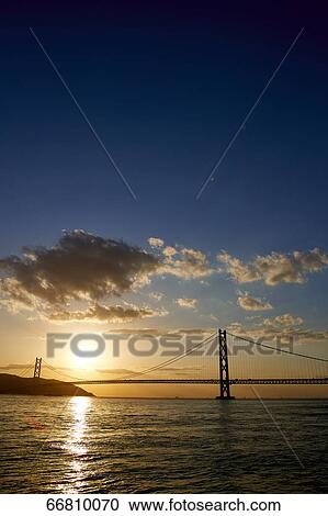 Stock Image - Akashi Kaikyo Bridge, Kobe, Japan. Fotosearch