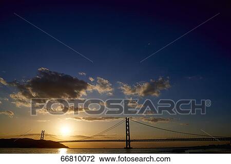 Stock Image - Akashi Kaikyo Bridge, Kobe, Japan. Fotosearch