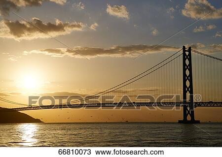 Stock Image - Akashi Kaikyo Bridge, Kobe, Japan. Fotosearch