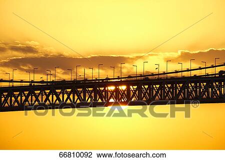 Stock Image - Akashi Kaikyo Bridge, Kobe, Japan. Fotosearch