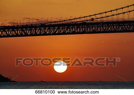 Stock Image - Akashi Kaikyo Bridge, Kobe, Japan. Fotosearch