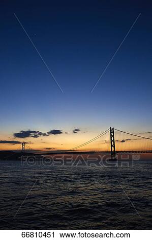 Stock Image - Akashi Kaikyo Bridge, Kobe, Japan. Fotosearch