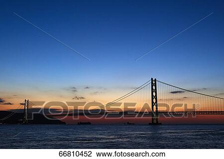 Stock Image - Akashi Kaikyo Bridge, Kobe, Japan. Fotosearch