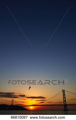 Stock Photo - Akashi Kaikyo Bridge, Kobe, Japan. Fotosearch