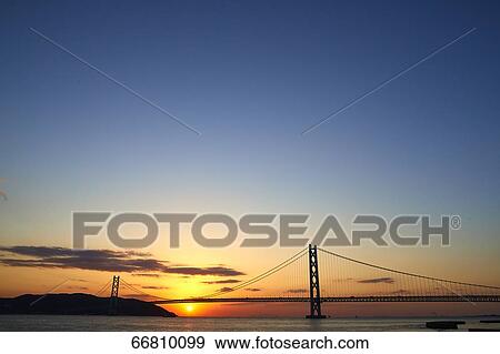 Stock Photo - Akashi Kaikyo Bridge, Kobe, Japan. Fotosearch