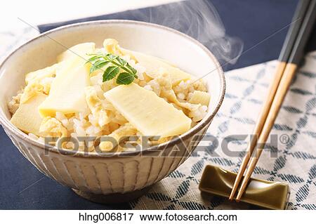 Bamboo shoot rice bowl View Large Photo Image Stock Photo - Bamboo shoot rice bowl. Fotosearch