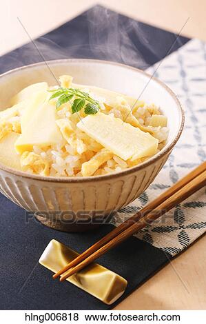 Bamboo shoot rice bowl View Large Photo Image Stock Photo - Bamboo shoot rice bowl. Fotosearch