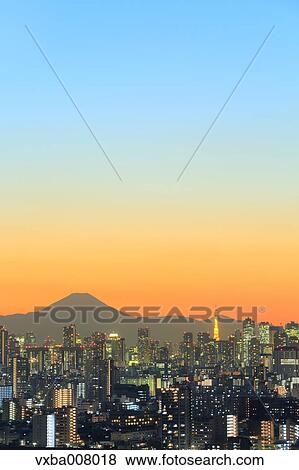 Beautiful view of Mount Fuji from Tokyo, Japan View Large Photo Image Stock Photo - Beautiful view of Mount Fuji from Tokyo, Japan. Fotosearch