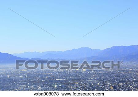 City lights and mountainscape, Yamanshi Prefecture, Japan View Large Photo Image Stock Photo - City lights and mountainscape, Yamanshi Prefecture, Japan. Fotosearch