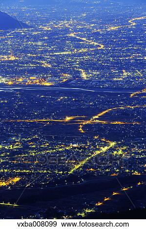 City lights at night, Yamanshi Prefecture, Japan View Large Photo Image Stock Photo - City lights at night, Yamanshi Prefecture, Japan. Fotosearch