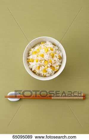 Stock Photo - Corn on rice. Fotosearch