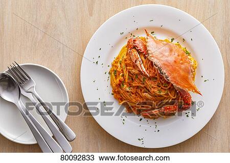 Stock Image - Crab Pasta. Fotosearch