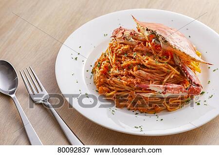 Crab Pasta View Large Photo Image Stock Photo - Crab Pasta. Fotosearch
