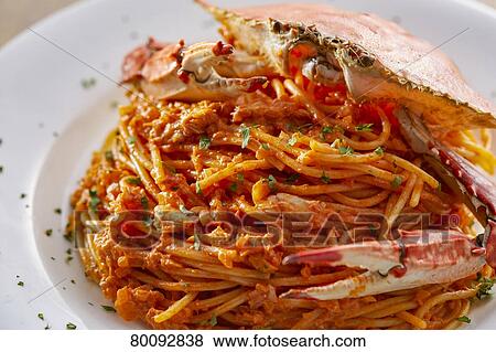 Crab Pasta View Large Photo Image Stock Photo - Crab Pasta. Fotosearch