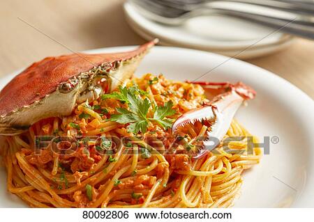 Crab Pasta View Large Photo Image Stock Photograph - Crab Pasta. Fotosearch