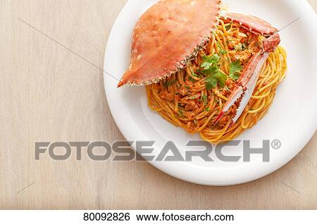 Crab Pasta View Large Photo Image Stock Photograph - Crab Pasta. Fotosearch