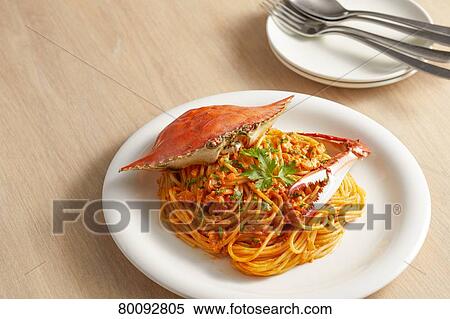 Crab Pasta View Large Photo Image Stock Photography - Crab Pasta. Fotosearch