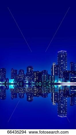 Picture - Digital composite of Tokyo skyline. Fotosearch