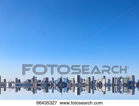 Stock Photo - Digital composite of Tokyo skyline. Fotosearch