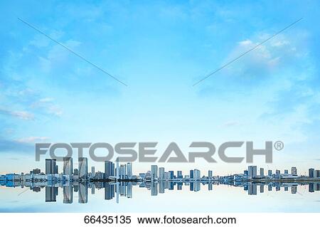Stock Photography - Digital composite of Tokyo skyline. Fotosearch