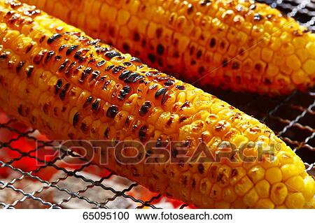 Stock Image - Grilled corn. Fotosearch
