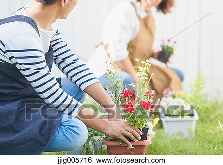 Japanese couple gardening View Large Photo Image Stock Photograph - Japanese couple gardening. Fotosearch