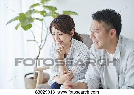 Japanese couple in the living room View Large Photo Image Stock Image - Japanese couple in the living room. Fotosearch