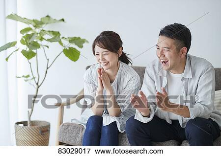 Japanese couple in the living room View Large Photo Image Stock Photo - Japanese couple in the living room. Fotosearch