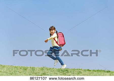 Stock Photo - Japanese elementary schoolgirl. Fotosearch