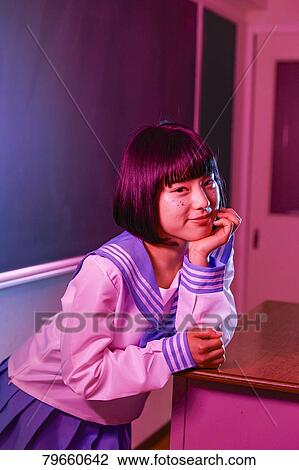 Stock Image - Japanese high-school girl. Fotosearch