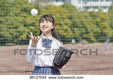 Picture - Japanese junior-high schoolgirl in uniform. Fotosearch