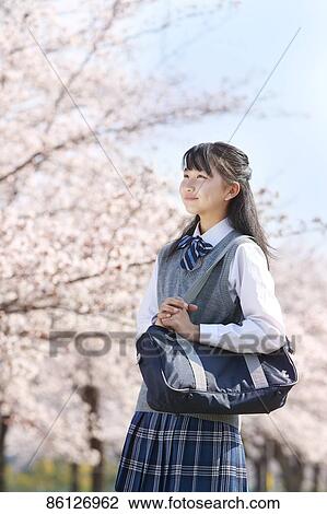 Japanese junior-high schoolgirl in uniform View Large Photo Image Stock Image - Japanese junior-high schoolgirl in uniform. Fotosearch
