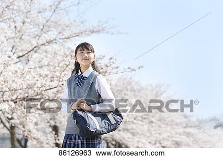 Japanese junior-high schoolgirl in uniform View Large Photo Image Stock Image - Japanese junior-high schoolgirl in uniform. Fotosearch