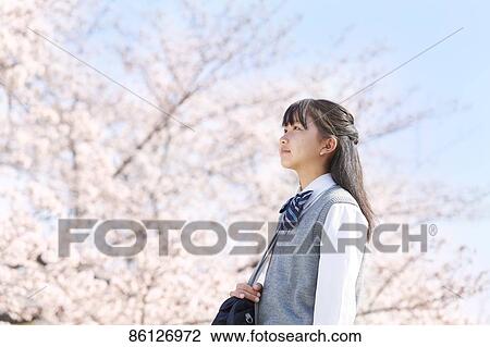 Japanese junior-high schoolgirl in uniform View Large Photo Image Stock Image - Japanese junior-high schoolgirl in uniform. Fotosearch