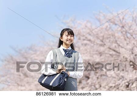 Japanese junior-high schoolgirl in uniform View Large Photo Image Stock Image - Japanese junior-high schoolgirl in uniform. Fotosearch