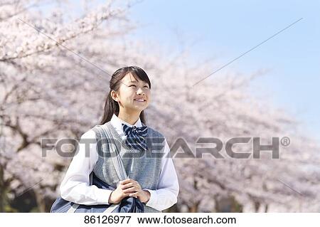 Japanese junior-high schoolgirl in uniform View Large Photo Image Stock Photo - Japanese junior-high schoolgirl in uniform. Fotosearch