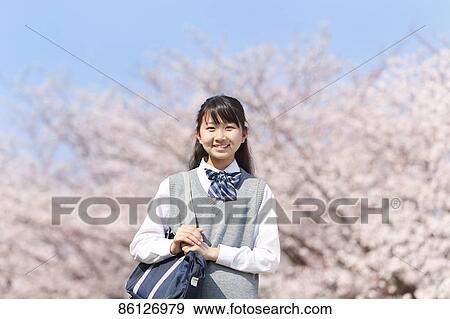Japanese junior-high schoolgirl in uniform View Large Photo Image Stock Photo - Japanese junior-high schoolgirl in uniform. Fotosearch