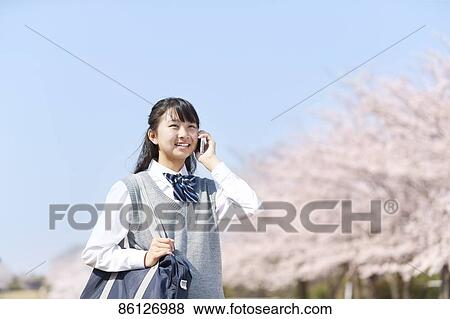 Japanese junior-high schoolgirl in uniform View Large Photo Image Stock Photo - Japanese junior-high schoolgirl in uniform. Fotosearch