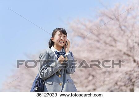 Japanese junior-high schoolgirl in uniform View Large Photo Image Stock Photo - Japanese junior-high schoolgirl in uniform. Fotosearch