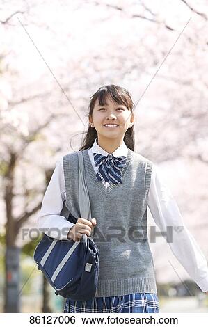Japanese junior-high schoolgirl in uniform View Large Photo Image Stock Photograph - Japanese junior-high schoolgirl in uniform. Fotosearch