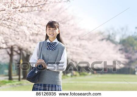 Japanese junior-high schoolgirl in uniform View Large Photo Image Stock Photography - Japanese junior-high schoolgirl in uniform. Fotosearch