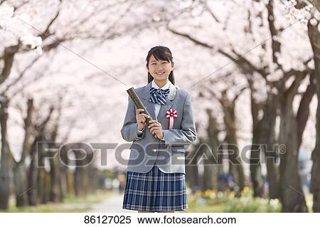 Japanese junior-high schoolgirl in uniform View Large Photo Image Stock Photography - Japanese junior-high schoolgirl in uniform. Fotosearch