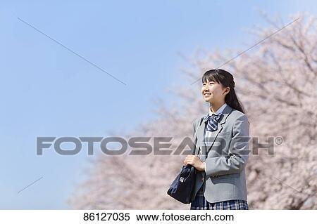 Stock Photography - Japanese junior-high schoolgirl in uniform. Fotosearch