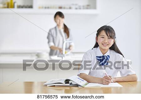 Japanese junior high student studying at home View Large Photo Image Stock Photography - Japanese junior high student studying at home. Fotosearch