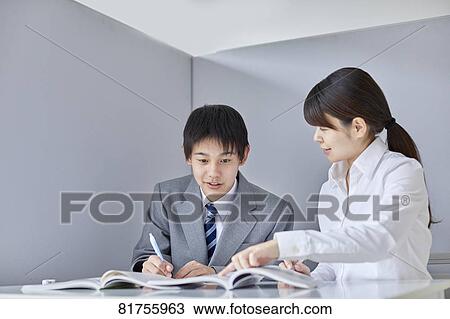 Japanese junior high student with teacher View Large Photo Image Stock Image - Japanese junior high student with teacher. Fotosearch